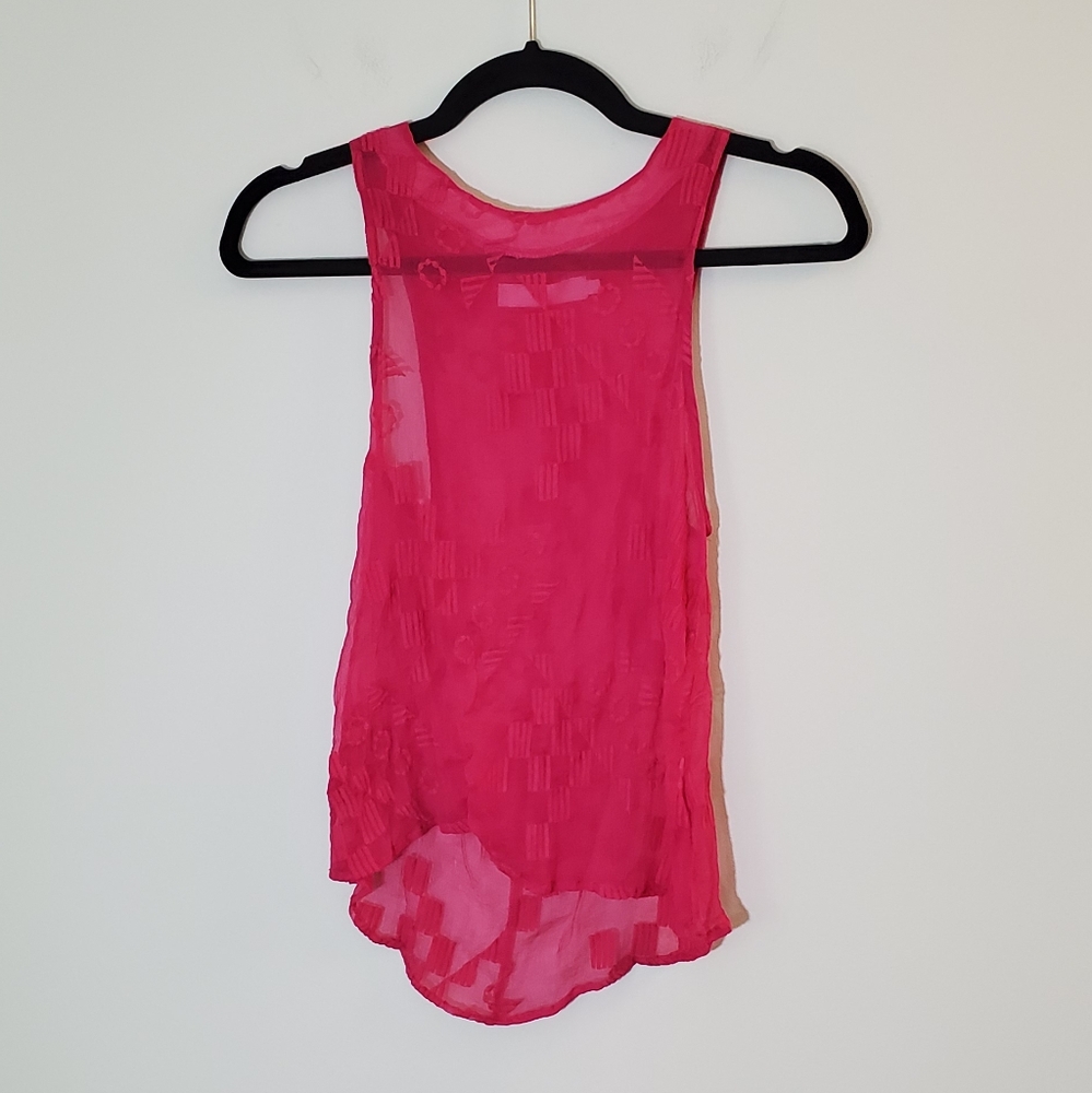KAIN Label Barbiecore Twee Coquette Cutiecore Hot Pink Embroidered Sheer Top